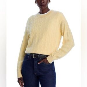 Guest in Residence Cashmere Collegiate Crewneck Sweater in Butter Yellow EUC